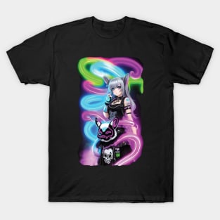 Anime Emo Girl with Neon Lights T-Shirt